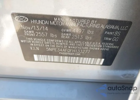 2015 Hyundai Sonata Sport z USA, uszkodzony, nr VIN 5NPE34AF0FH133277